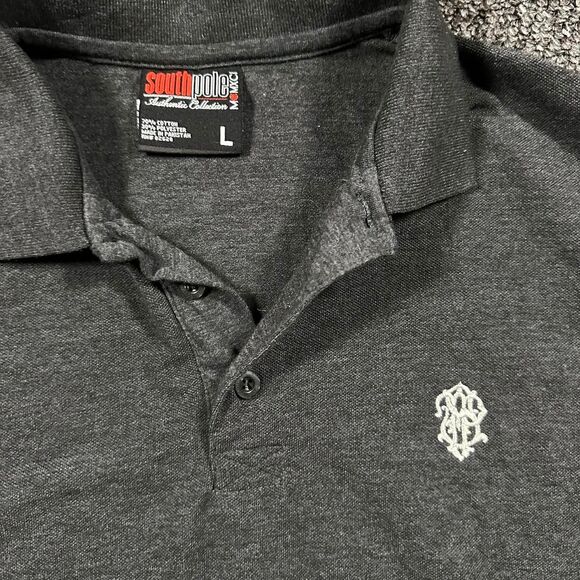 Southpole Polo Shirt Men’s Large Dark Gray Short Sleeve Streetwear Casual - Picture 3 of 6
